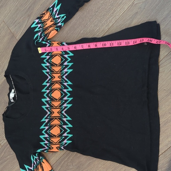 VOLCOM | knit black, orange, teal sweater, crew neck, long sleeve, size small - Picture 7 of 7